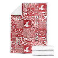 Red Tonga Kilisimasi Fiefia Blanket Pacific Patchwork Xmas Vibes LT9 - Polynesian Pride
