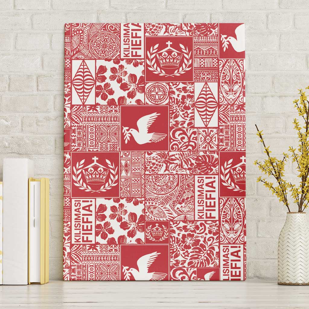 Red Tonga Kilisimasi Fiefia Canvas Wall Art Pacific Patchwork Xmas Vibes LT9 Without Frame Red - Polynesian Pride