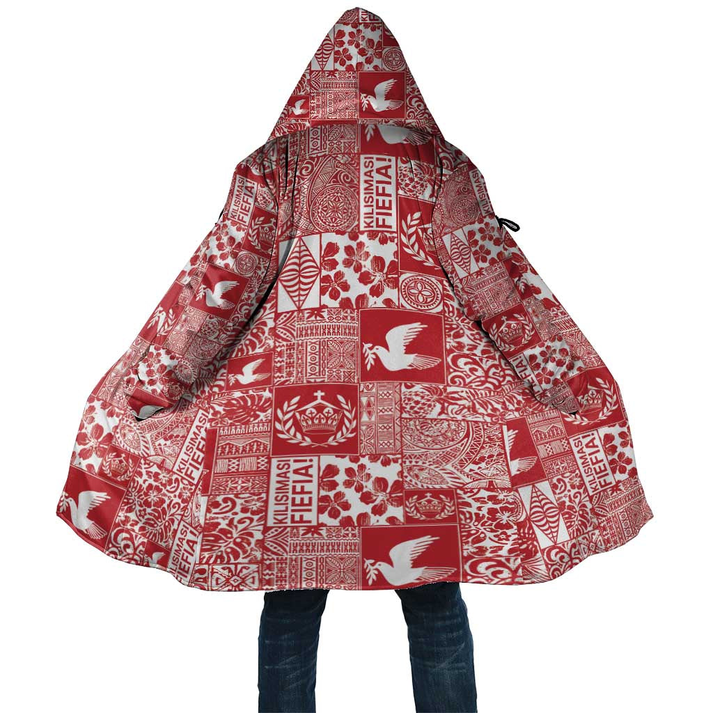 Red Tonga Kilisimasi Fiefia Cloak Pacific Patchwork Xmas Vibes LT9 Unisex Red - Polynesian Pride
