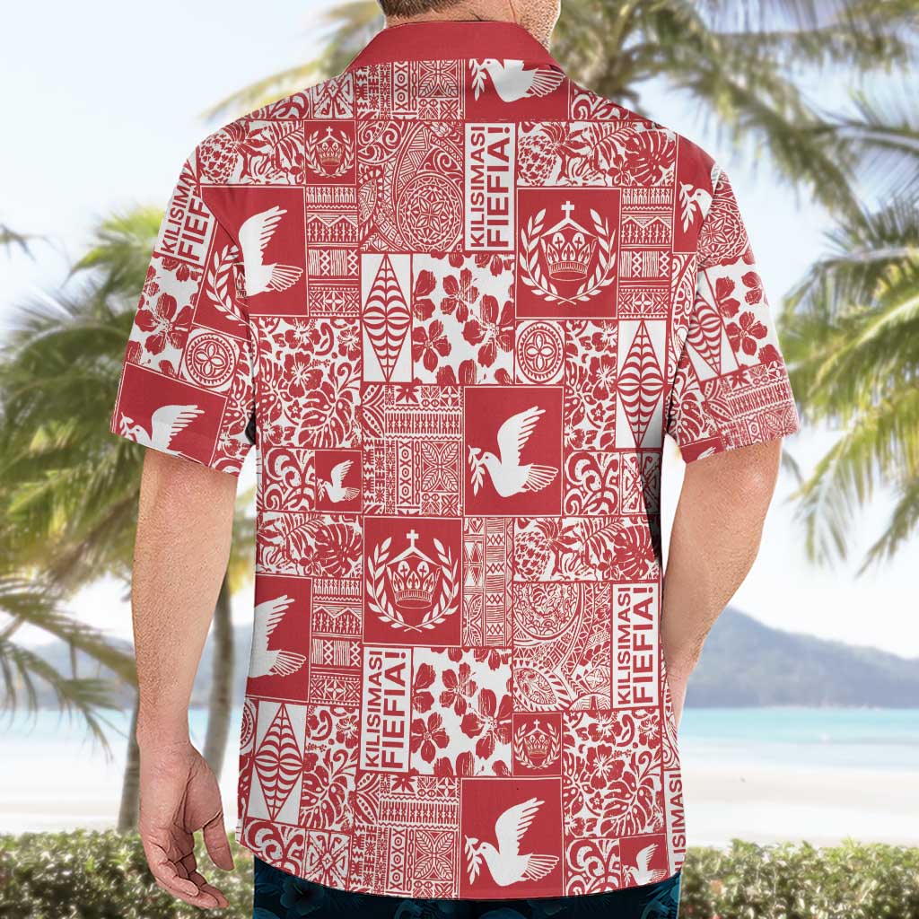 Red Tonga Kilisimasi Fiefia Hawaiian Shirt Pacific Patchwork Xmas Vibes LT9 - Polynesian Pride