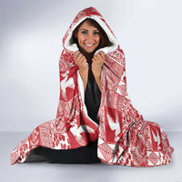 Red Tonga Kilisimasi Fiefia Hooded Blanket Pacific Patchwork Xmas Vibes LT9 - Polynesian Pride