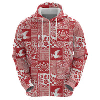Red Tonga Kilisimasi Fiefia Hoodie Pacific Patchwork Xmas Vibes LT9 - Polynesian Pride