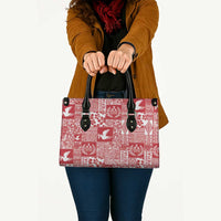 Red Tonga Kilisimasi Fiefia Leather Bag Pacific Patchwork Xmas Vibes LT9 - Polynesian Pride