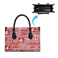 Red Tonga Kilisimasi Fiefia Leather Bag Pacific Patchwork Xmas Vibes LT9 - Polynesian Pride