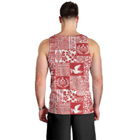 Red Tonga Kilisimasi Fiefia Men Tank Top Pacific Patchwork Xmas Vibes LT9 - Polynesian Pride