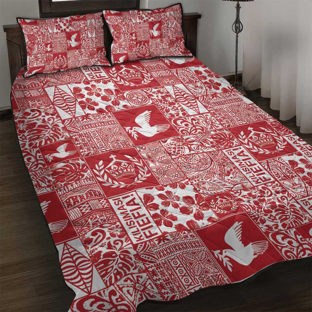 Red Tonga Kilisimasi Fiefia Quilt Bed Set Pacific Patchwork Xmas Vibes LT9 Red - Polynesian Pride