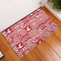 Red Tonga Kilisimasi Fiefia Rubber Doormat Pacific Patchwork Xmas Vibes LT9 - Polynesian Pride