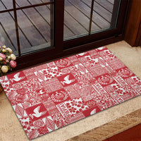 Red Tonga Kilisimasi Fiefia Rubber Doormat Pacific Patchwork Xmas Vibes LT9 - Polynesian Pride