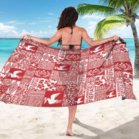 Red Tonga Kilisimasi Fiefia Sarong Pacific Patchwork Xmas Vibes LT9 - Polynesian Pride