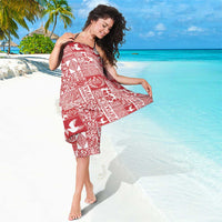 Red Tonga Kilisimasi Fiefia Sarong Pacific Patchwork Xmas Vibes LT9 - Polynesian Pride