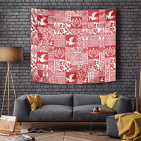 Red Tonga Kilisimasi Fiefia Tapestry Pacific Patchwork Xmas Vibes LT9 Red - Polynesian Pride