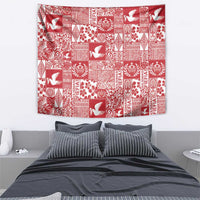Red Tonga Kilisimasi Fiefia Tapestry Pacific Patchwork Xmas Vibes LT9 - Polynesian Pride