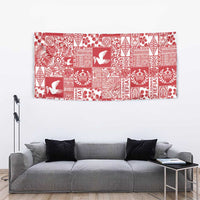 Red Tonga Kilisimasi Fiefia Tapestry Pacific Patchwork Xmas Vibes LT9 - Polynesian Pride