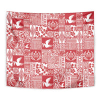 Red Tonga Kilisimasi Fiefia Tapestry Pacific Patchwork Xmas Vibes LT9 - Polynesian Pride