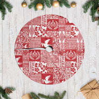 Red Tonga Kilisimasi Fiefia Tree Skirt Pacific Patchwork Xmas Vibes LT9 Casual Red - Polynesian Pride