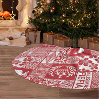 Red Tonga Kilisimasi Fiefia Tree Skirt Pacific Patchwork Xmas Vibes LT9 - Polynesian Pride