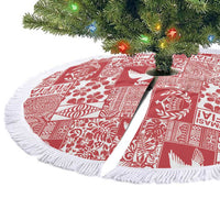 Red Tonga Kilisimasi Fiefia Tree Skirt Pacific Patchwork Xmas Vibes LT9 - Polynesian Pride