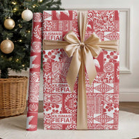 Red Tonga Kilisimasi Fiefia Wrapping Paper Pacific Patchwork Xmas Vibes LT9 - Polynesian Pride