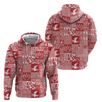 Red Tonga Kilisimasi Fiefia Zip Hoodie Pacific Patchwork Xmas Vibes LT9 - Polynesian Pride