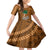 Custom Hawaii Honolulu Bowl Family Matching Long Sleeve Bodycon Dress and Hawaiian Shirt With Kakau Tribal Pattern LT9 Daughter's Dress Brown - Polynesian Pride