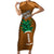 Custom Hawaii Honolulu Bowl Family Matching Short Sleeve Bodycon Dress and Hawaiian Shirt With Kakau Tribal Pattern LT9 Mom's Dress Brown - Polynesian Pride