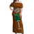 Custom Hawaii Honolulu Bowl Off Shoulder Maxi Dress With Kakau Tribal Pattern LT9 Women Brown - Polynesian Pride