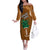 Custom Hawaii Honolulu Bowl Off The Shoulder Long Sleeve Dress With Kakau Tribal Pattern LT9 Women Brown - Polynesian Pride