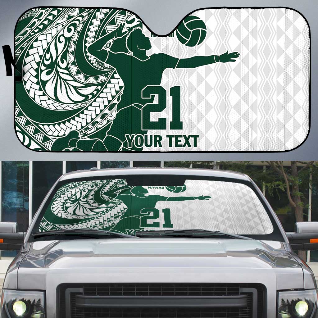 Polynesian Hawaii Volleyball Custom Auto Sun Shade Kakau with Sport Style LT9 White - Polynesian Pride