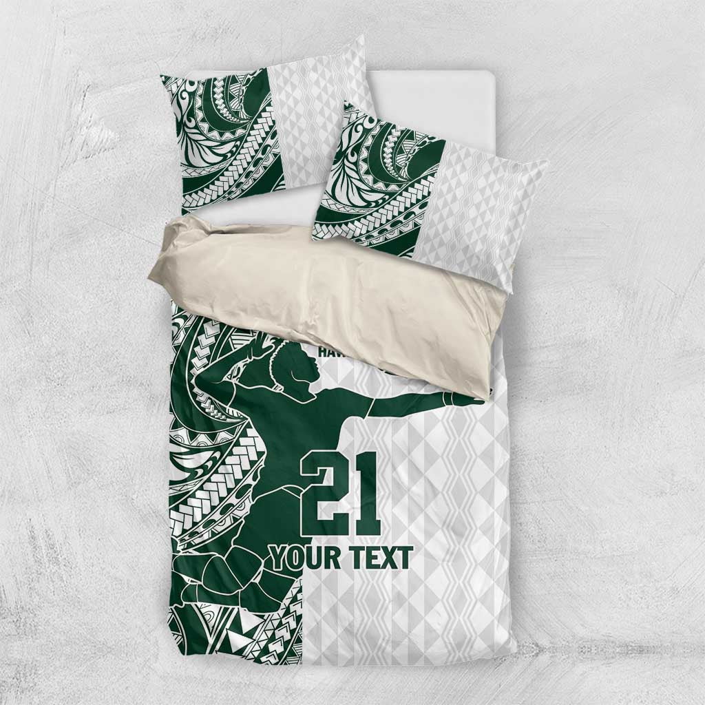 Polynesian Hawaii Volleyball Custom Bedding Set Kakau with Sport Style LT9 US Twin 172cm x 218cm White - Polynesian Pride