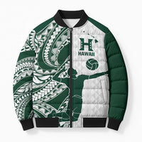 Polynesian Hawaii Volleyball Custom Bomber Puffer Jacket Kakau with Sport Style LT9 Unisex White - Polynesian Pride