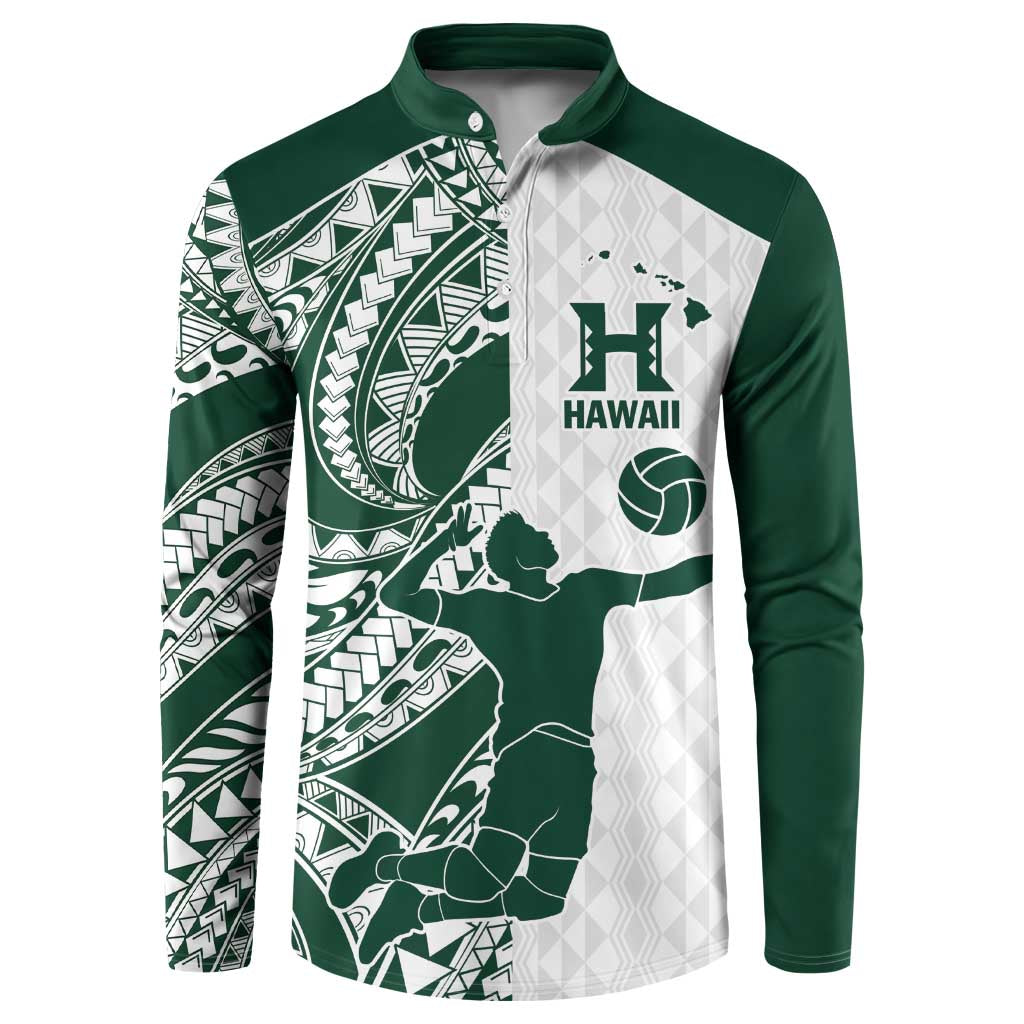 Polynesian Hawaii Volleyball Custom Button Sweatshirt Kakau with Sport Style LT9 White - Polynesian Pride