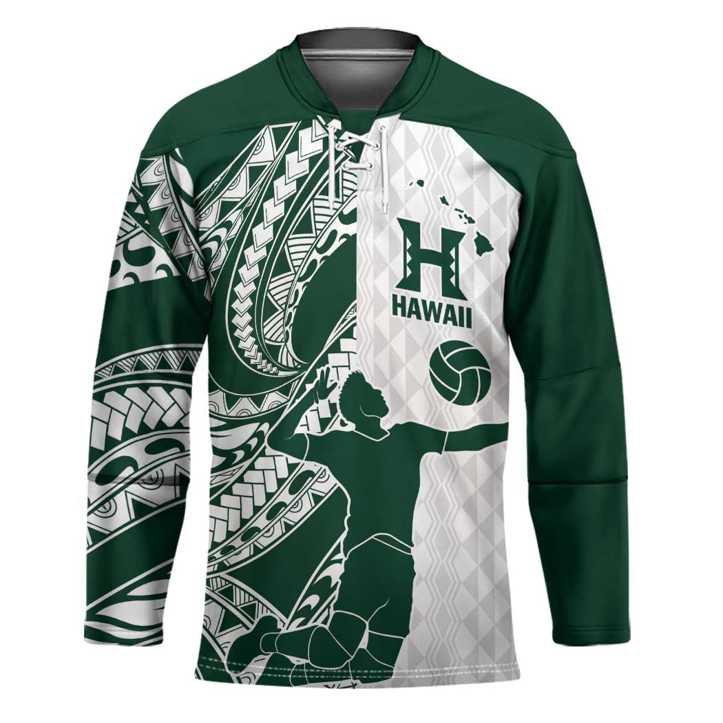 Polynesian Hawaii Volleyball Custom Hockey Jersey Kakau with Sport Style LT9 Unisex White - Polynesian Pride