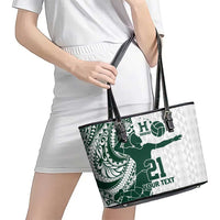 Polynesian Hawaii Volleyball Custom Leather Tote Bag Kakau with Sport Style LT9 - Polynesian Pride