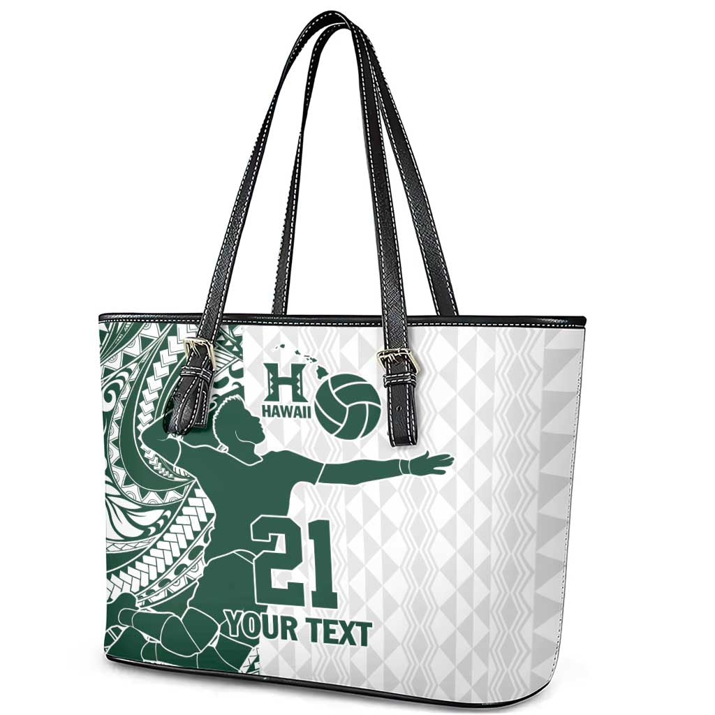 Polynesian Hawaii Volleyball Custom Leather Tote Bag Kakau with Sport Style LT9 - Polynesian Pride