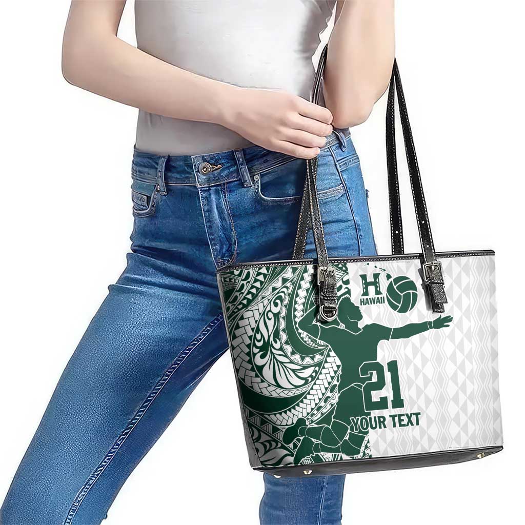 Polynesian Hawaii Volleyball Custom Leather Tote Bag Kakau with Sport Style LT9 - Polynesian Pride