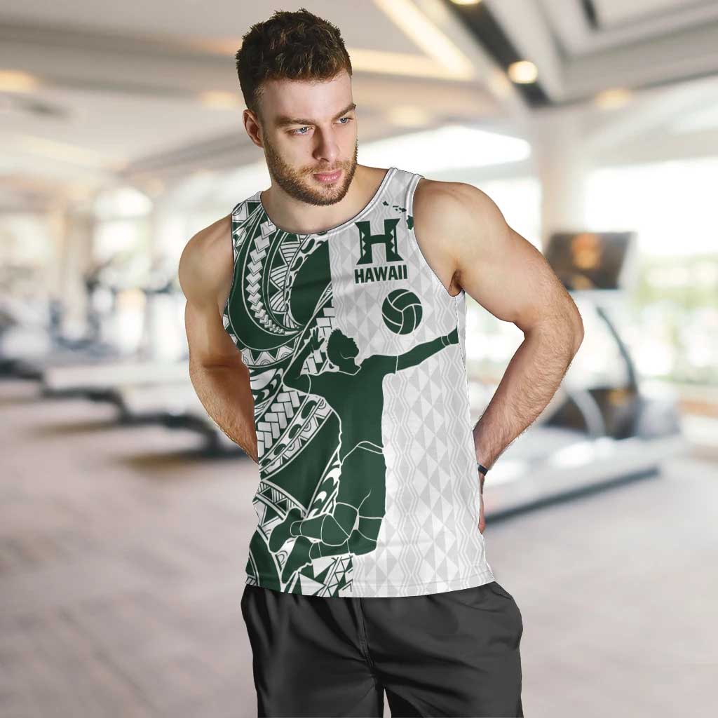 Polynesian Hawaii Volleyball Custom Men Tank Top Kakau with Sport Style LT9 White - Polynesian Pride