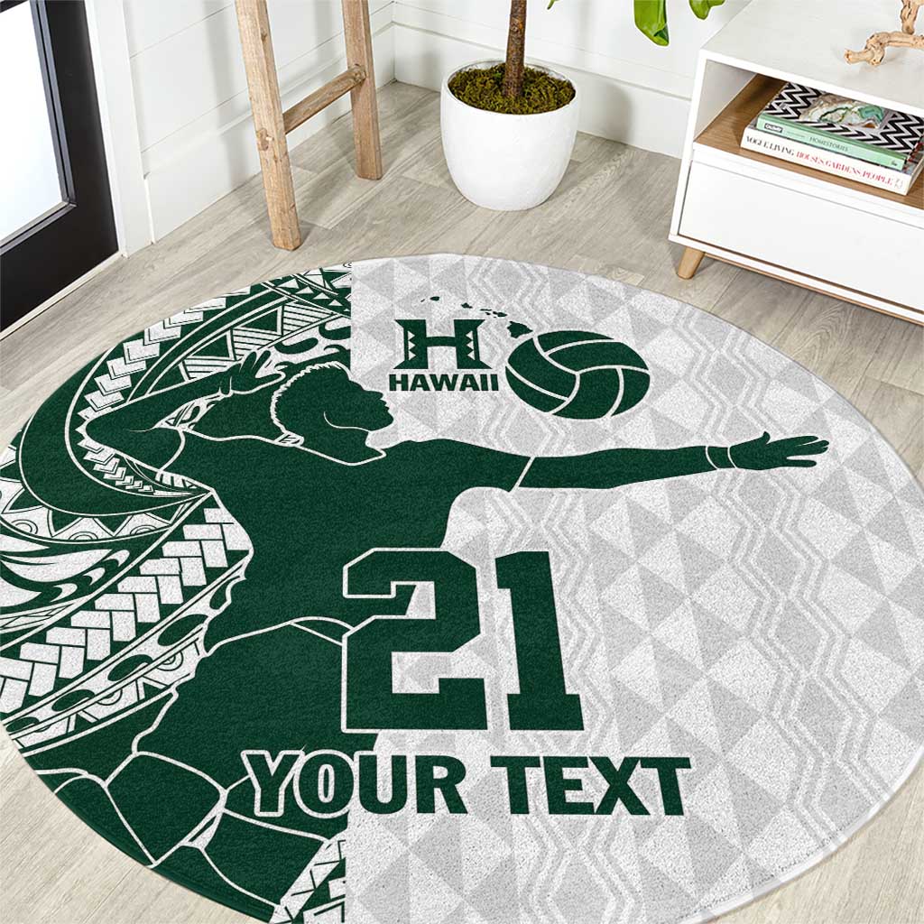Polynesian Hawaii Volleyball Custom Round Carpet Kakau with Sport Style LT9 White - Polynesian Pride