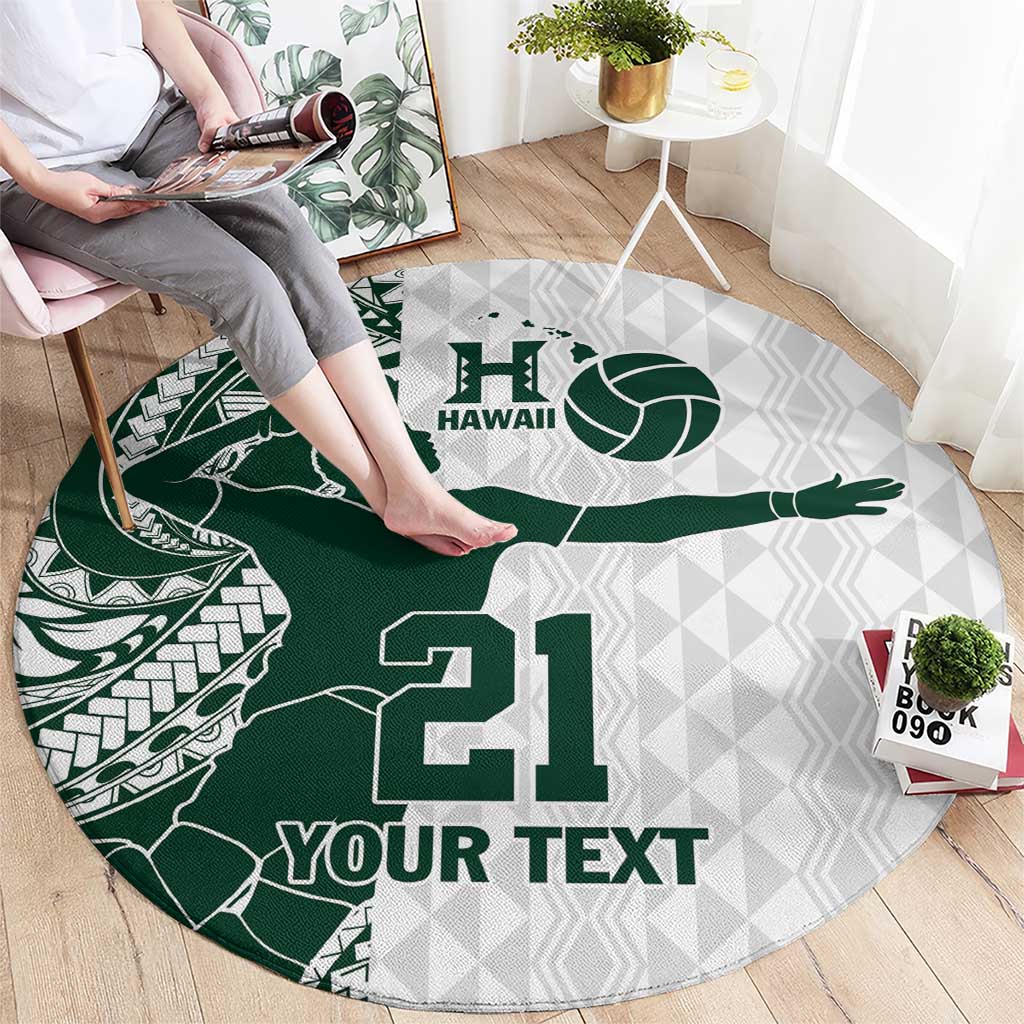 Polynesian Hawaii Volleyball Custom Round Carpet Kakau with Sport Style LT9 - Polynesian Pride