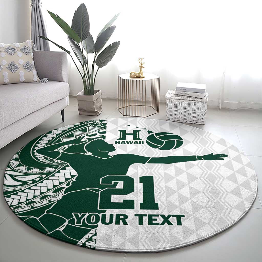 Polynesian Hawaii Volleyball Custom Round Carpet Kakau with Sport Style LT9 - Polynesian Pride