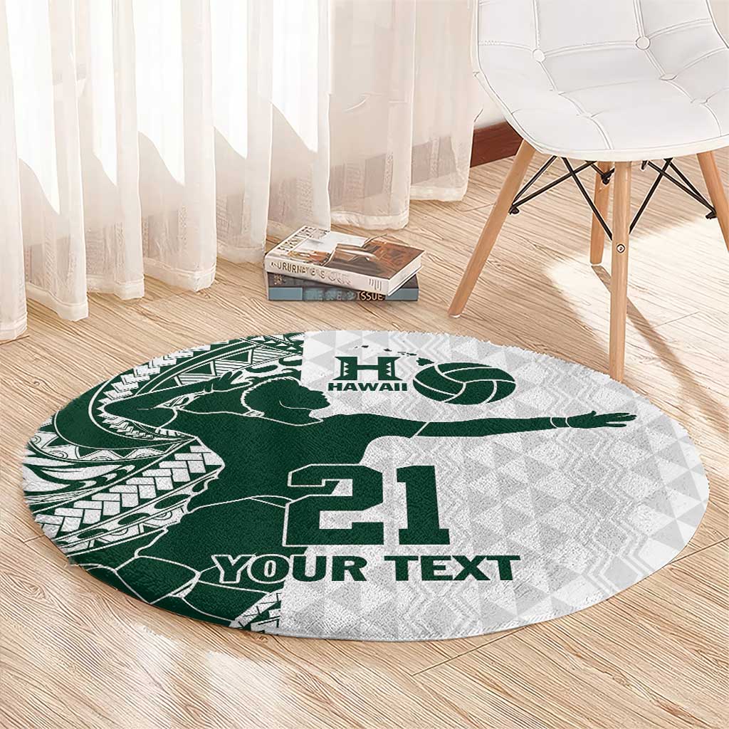 Polynesian Hawaii Volleyball Custom Round Carpet Kakau with Sport Style LT9 - Polynesian Pride
