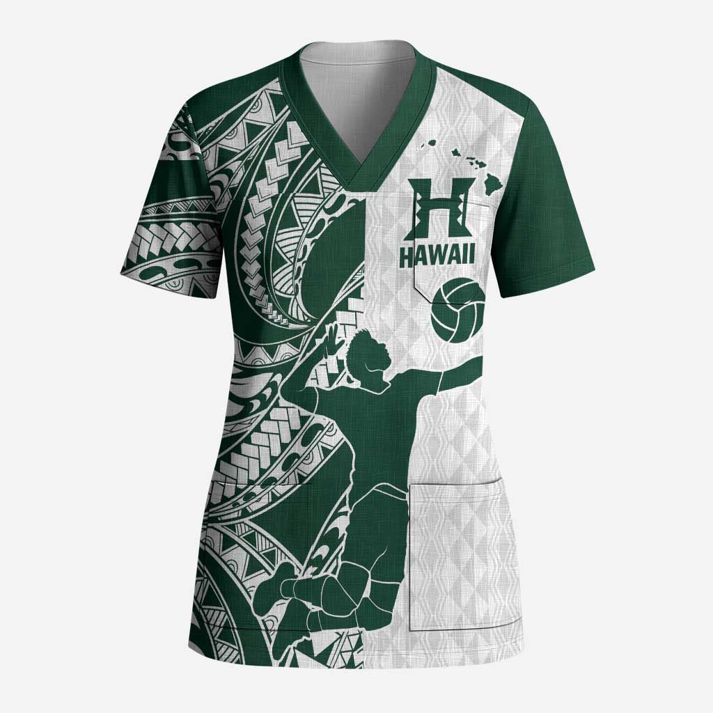 Polynesian Hawaii Volleyball Custom Scrub Top Kakau with Sport Style LT9 Adult White - Polynesian Pride