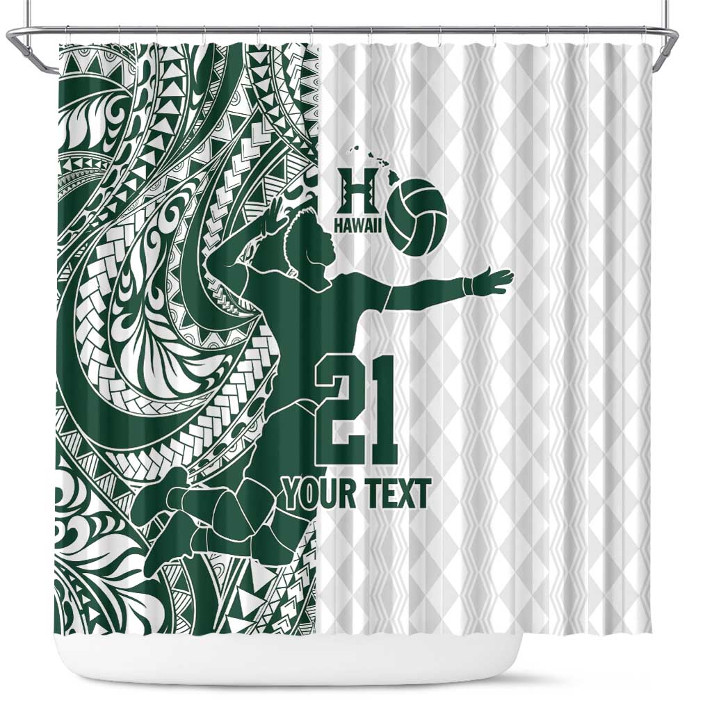 Polynesian Hawaii Volleyball Custom Shower Curtain Kakau with Sport Style LT9 White - Polynesian Pride