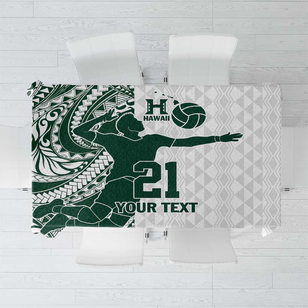 Polynesian Hawaii Volleyball Custom Tablecloth Kakau with Sport Style LT9 White - Polynesian Pride