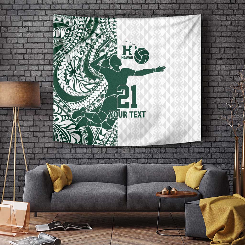 Polynesian Hawaii Volleyball Custom Tapestry Kakau with Sport Style LT9 White - Polynesian Pride