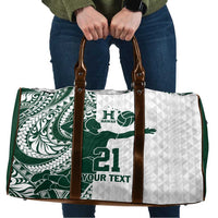 Polynesian Hawaii Volleyball Custom Travel Bag Kakau with Sport Style LT9 White - Polynesian Pride