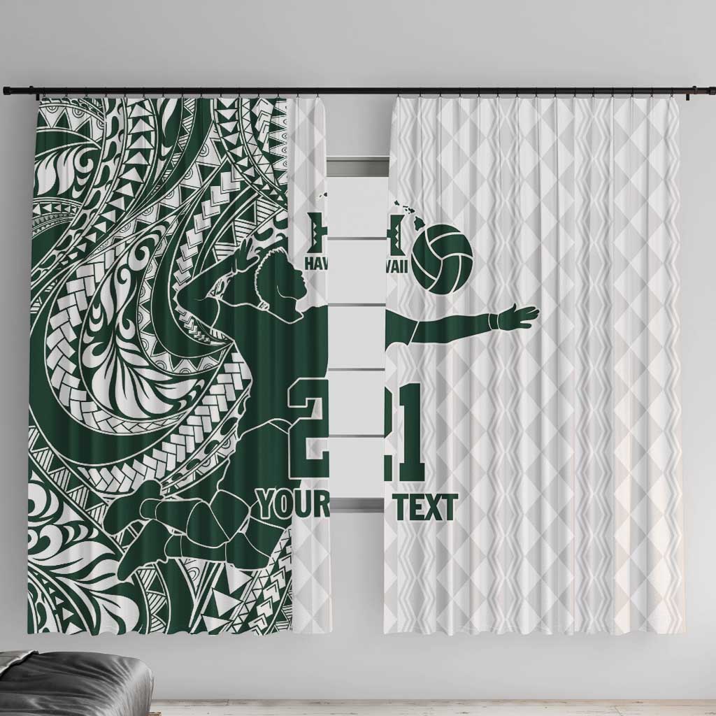 Polynesian Hawaii Volleyball Custom Window Curtain Kakau with Sport Style LT9 With Hooks White - Polynesian Pride