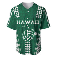 Polynesian Hawaii Volleyball Custom Baseball Jersey Green Kakau with Map Motif LT9 Green - Polynesian Pride