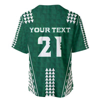Polynesian Hawaii Volleyball Custom Baseball Jersey Green Kakau with Map Motif LT9 - Polynesian Pride