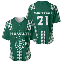 Polynesian Hawaii Volleyball Custom Baseball Jersey Green Kakau with Map Motif LT9 - Polynesian Pride