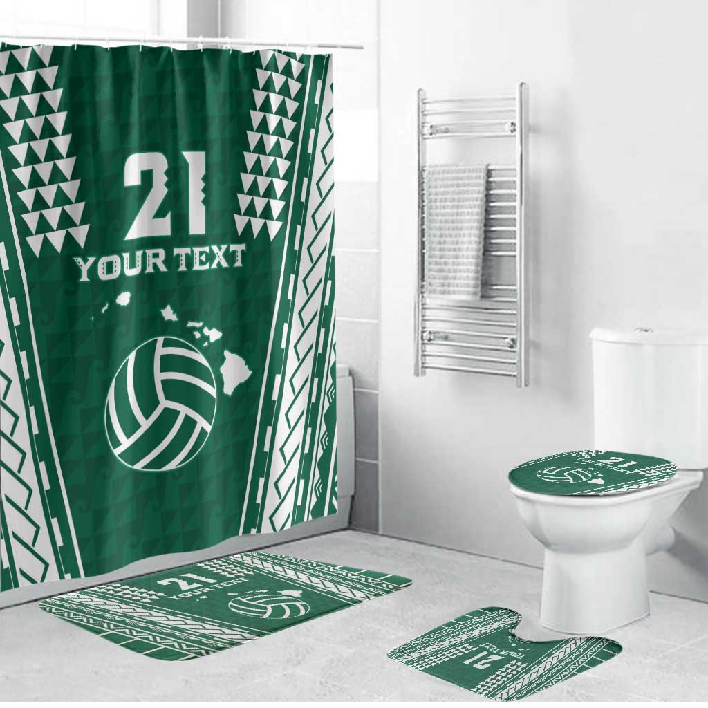 Polynesian Hawaii Volleyball Custom Bathroom Set Green Kakau with Map Motif LT9 Bathroom Set (4 pcs) Green - Polynesian Pride